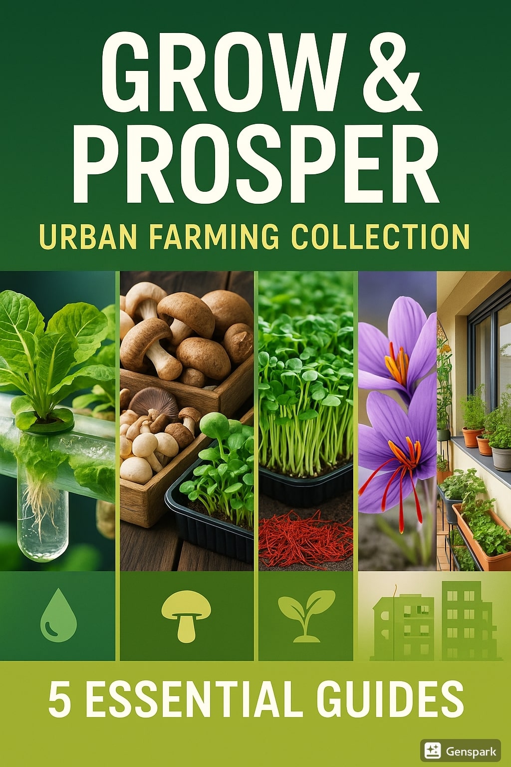 Urban Farming Mastery Bundle (5 eBooks): Mushrooms, Saffron, Microgreens, Hydroponics & Organic Apartment Farming