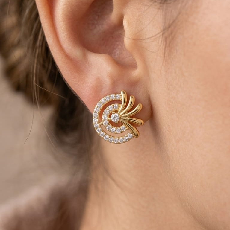 Swirl Flare AD Stud Earrings
