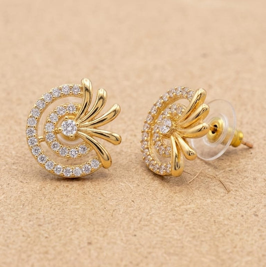 Swirl Flare AD Stud Earrings